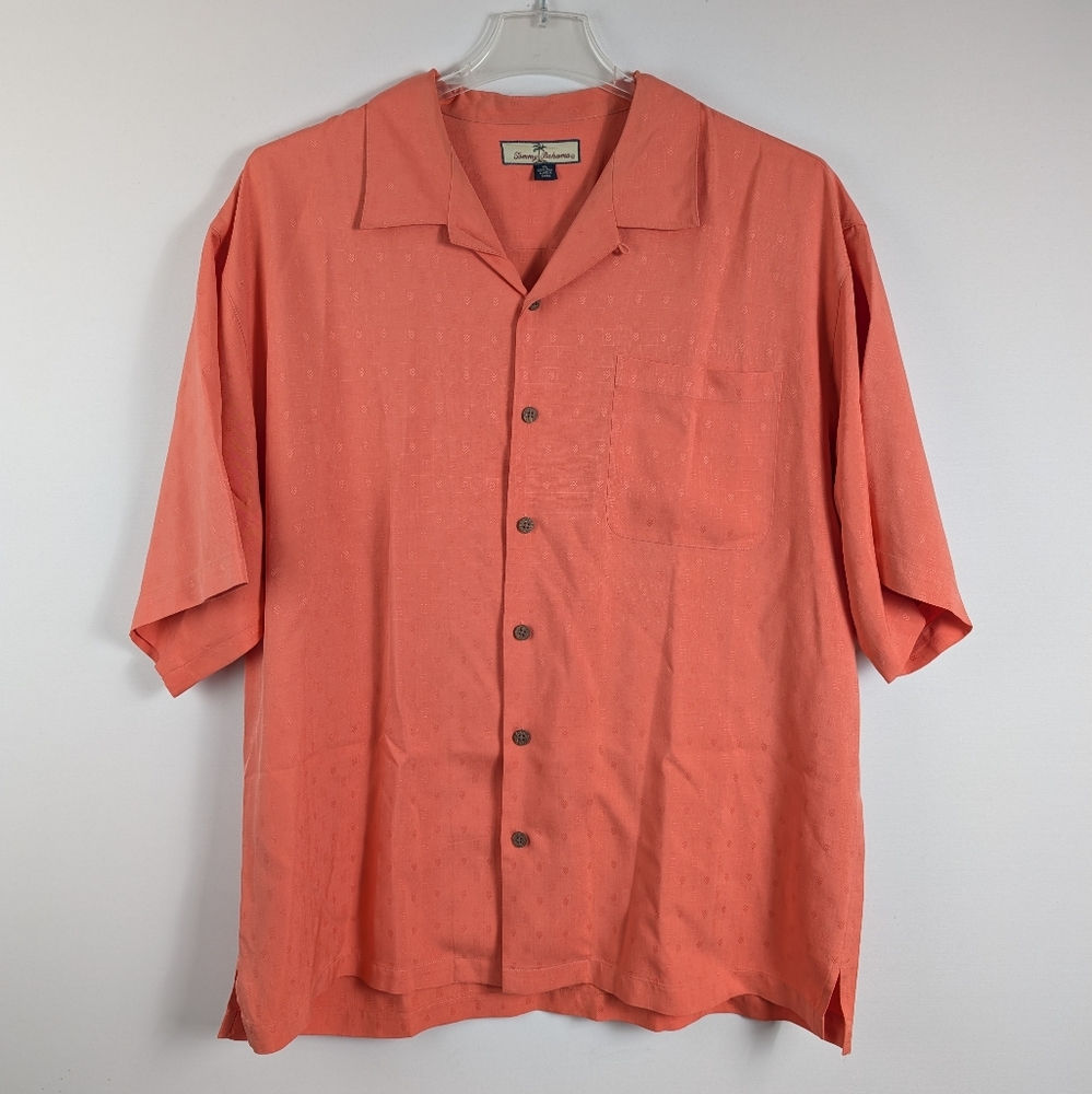 Tommy Bahama 100% Silk Button Down Shirt Coral - XL